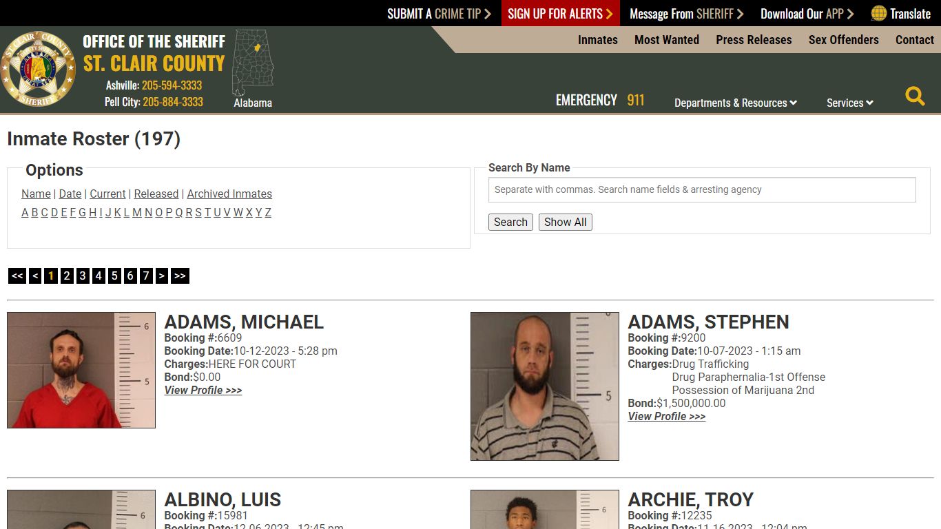 Inmate Roster - Current Inmates - St. Clair County Sheriff's Office