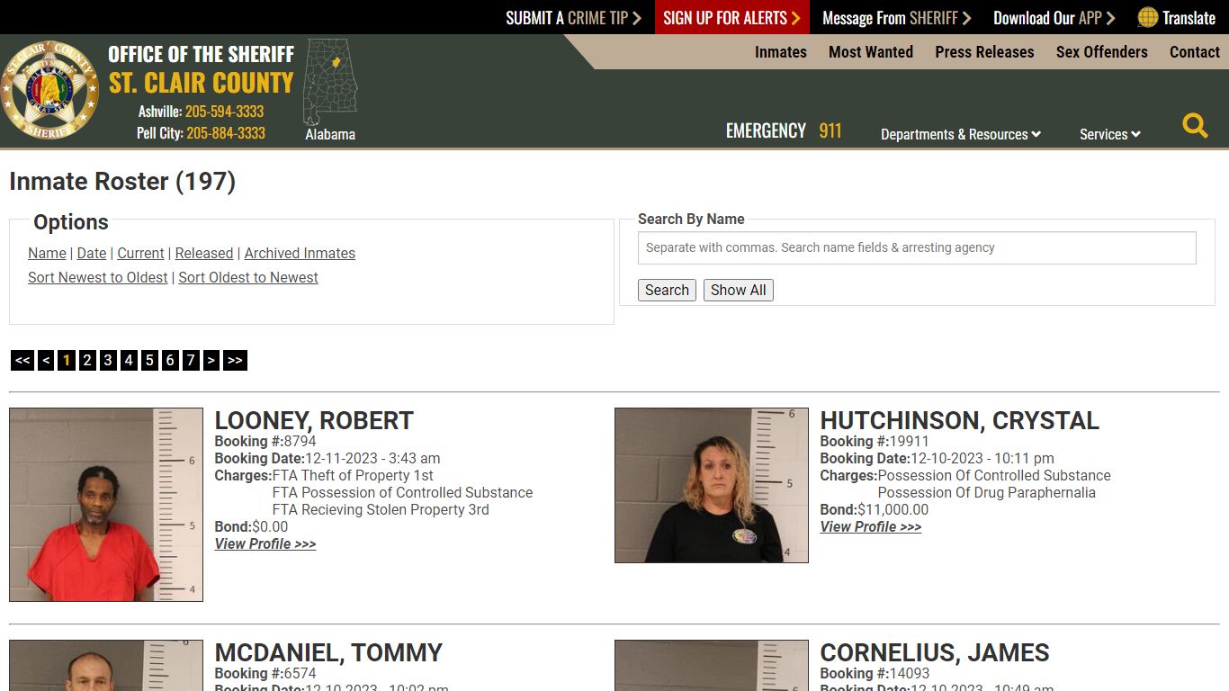 Inmate Roster (180) - St. Clair County Sheriff's Office
